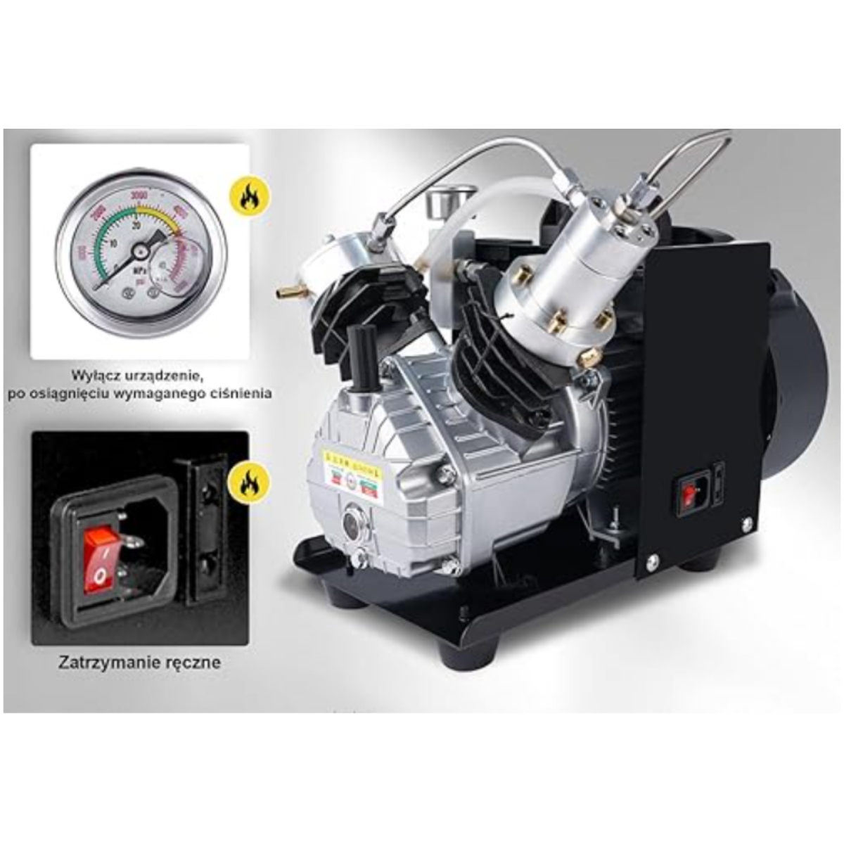 Compresor Tuxing Bicilíndrico PCP 2200W - 4500 PSI (300 BAR)- Carga rápida para rifles de aire