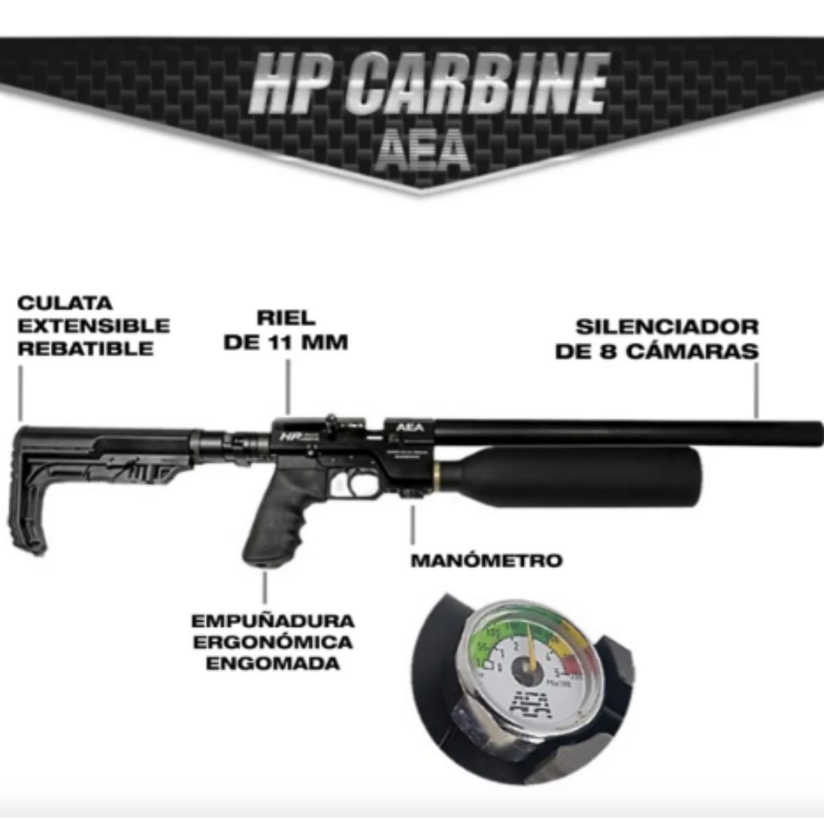 AEA HP Carbine 6.35 mm PCP – Semiautomático 14"