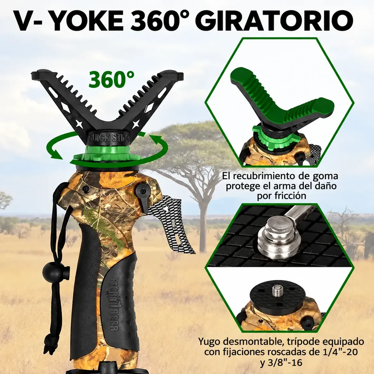 Bastón de tiro Fiery Deer GEN 3 Extensible – Bípode – Ajuste Rápido por Gatillo - Imagen 3